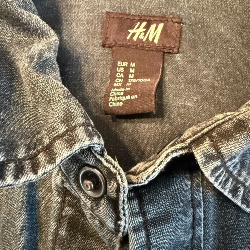 H&M Dark Gray Denim Button-Up